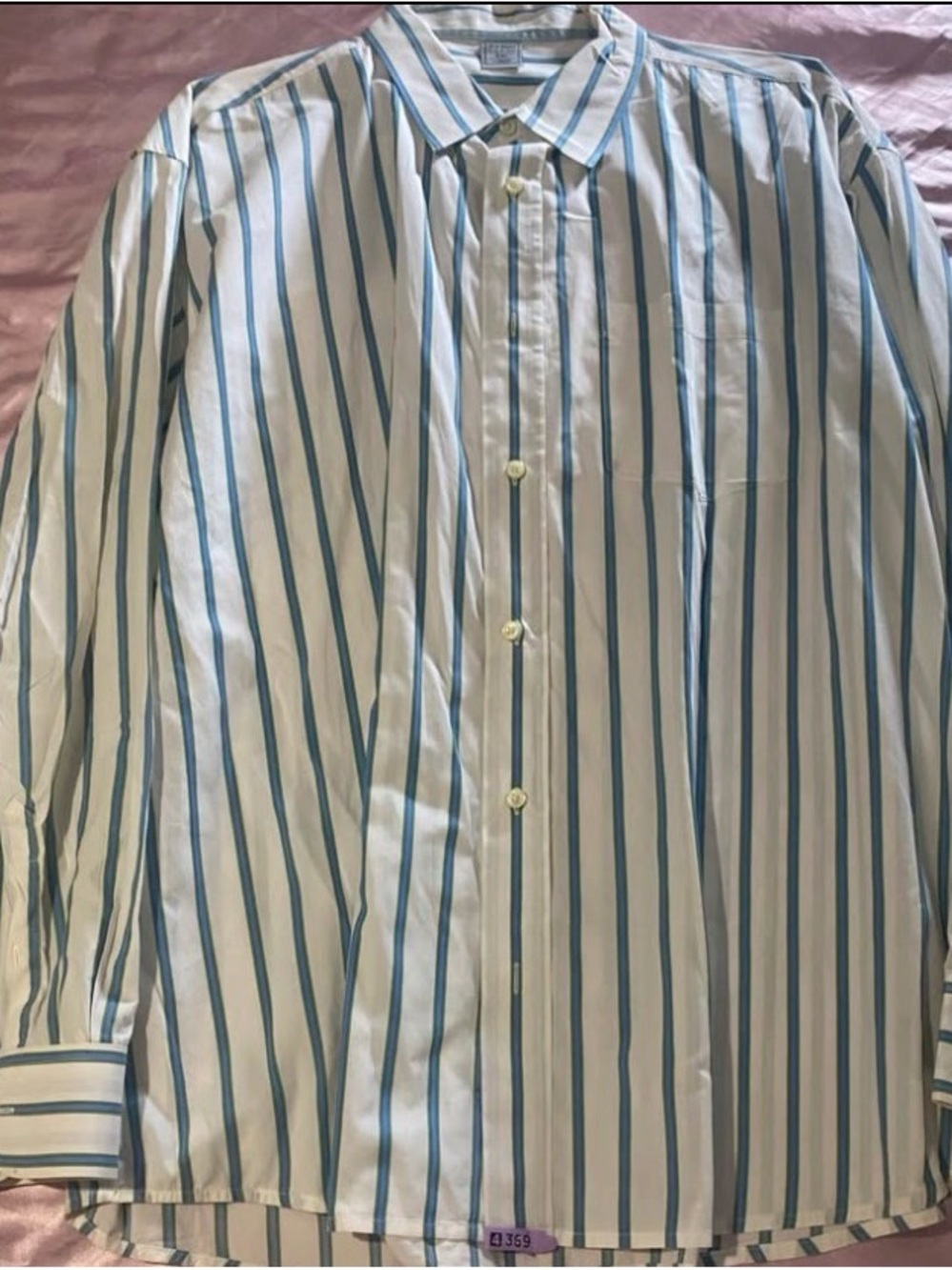 Old Navy White Button-Up Shirt with Blue Stripes